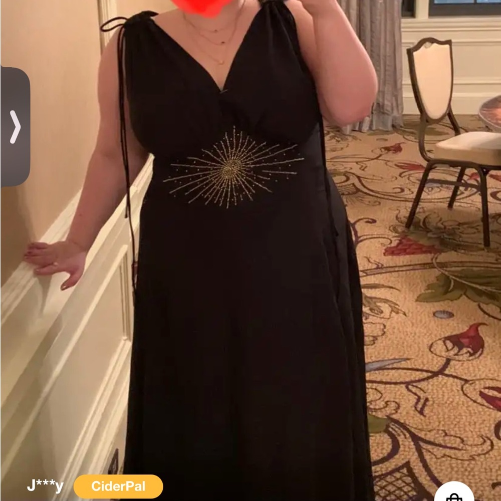 NWT cider embellished rhinestone starburst black maxi dress